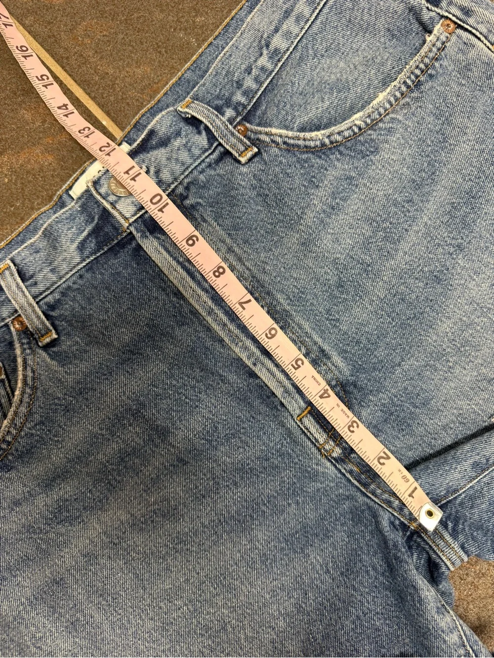 AGOLDE Parker Long Cutoff Denim Jeans Jorts Skywave Medium Blue Wash 32 $148